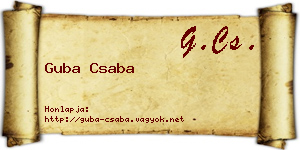Guba Csaba névjegykártya